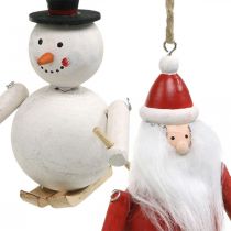 Prodotto Decorazioni per albero di Natale in legno Babbo Natale e pupazzo di neve 11cm set di 2