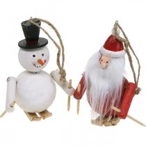 Prodotto Decorazioni per albero di Natale in legno Babbo Natale e pupazzo di neve 11cm set di 2
