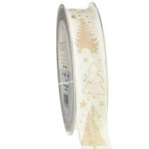 Prodotto Nastro natalizio crema oro abeti 25mm 15m