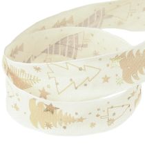 Prodotto Nastro natalizio crema oro abeti 25mm 15m