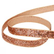 Prodotto Nastro natalizio nastro decorativo glitter rame rosa 10mm 10m