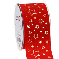 Prodotto Nastro natalizio rosso con stelle bordo filo 60mm 20m