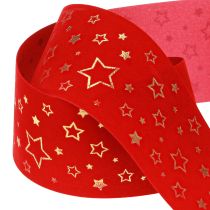 Prodotto Nastro natalizio rosso con stelle bordo filo 60mm 20m