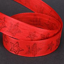 Prodotto Nastro natalizio rosso con stelle scintillanti nastro 25mm 18m