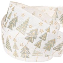 Prodotto Nastro natalizio abete nastro regalo oro bianco 40mm 18m