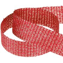 Prodotto Nastro natalizio con fili d&#39;oro nastro regalo rosso 25mm 20m