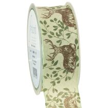 Prodotto Nastro natalizio con motivo cervo nastro verde chiaro 40mm 20m