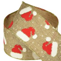 Prodotto Nastro natalizio con cappelli di Babbo Natale, marrone, 60 mm, 10 m
