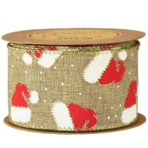 Prodotto Nastro natalizio con cappelli di Babbo Natale, marrone, 60 mm, 10 m