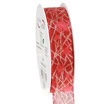 Prodotto Nastro natalizio con stelle rete rosso e oro 25mm 18m