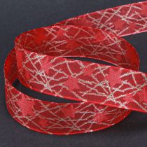 Prodotto Nastro natalizio con stelle rete rosso e oro 25mm 18m