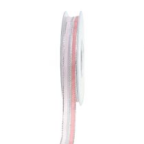 Nastro natalizio con strisce rosa, argento 15mm 20m