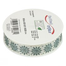Prodotto Nastro natalizio con fiocchi di neve bianco verde 25mm 20m