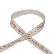 Prodotto Nastro natalizio Buon Natale lino rosso naturale 25mm 15m
