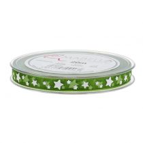 Prodotto Nastro natalizio in organza verde con stella 10mm 20m