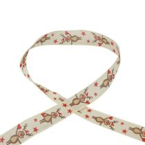 Nastro natalizio nastro regalo crema renna Natale 25mm 20m