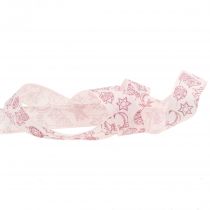 Nastro decorativo rosa con motivo natalizio 25mm 18m