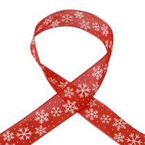 Nastro natalizio nastro regalo fiocchi di neve rossi 40mm 15m
