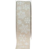Prodotto Nastro natalizio fiocco di neve nastro regalo beige 35 mm 15 m