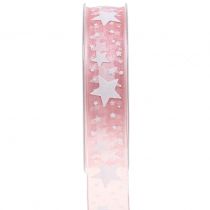 Nastro natalizio con motivo rosa 25mm 20m