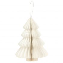 Prodotto Decorazione per albero di Natale da appendere, carta, bianco e argento, 20 cm, set da 5