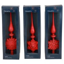 Prodotto Puntale per albero di Natale rosso Puntale per albero di Natale in vetro H34cm 1 pezzo