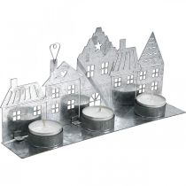 Prodotto Case di decorazione natalizia, porta tealight in metallo argento 25 cm