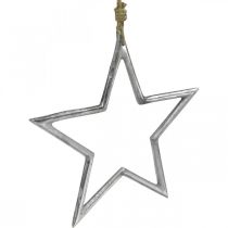 Prodotto Decorazione natalizia stella, decorazione dell&#39;avvento, ciondolo stella in argento L24,5 cm