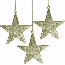 Ciondolo stella decorazione natalizia glitter oro 10cm 12pz