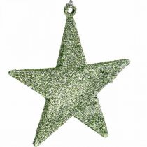 Decorazione natalizia ciondolo stella menta glitter 10cm 12pz