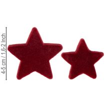 Prodotto Decorazioni natalizie, stelle, bordeaux floccate, decorazione da tavola, 4-5 cm, 40 pezzi
