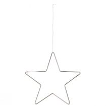 Prodotto Decorazioni natalizie, stelle sospese, argento, 20 cm, metallo, set da 6, decorazioni per l'albero di Natale