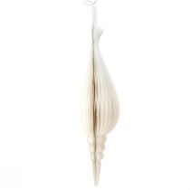 Prodotto Elegante decorazione natalizia da appendere con gocce di carta bianche da 80 cm