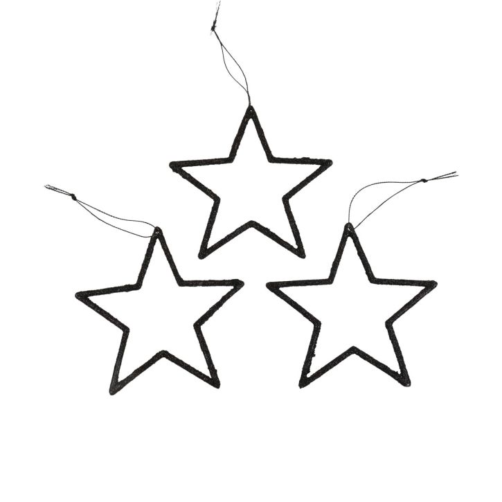 Prodotto Ciondolo stella decorazione natalizia nero glitter 12 cm 12 pezzi