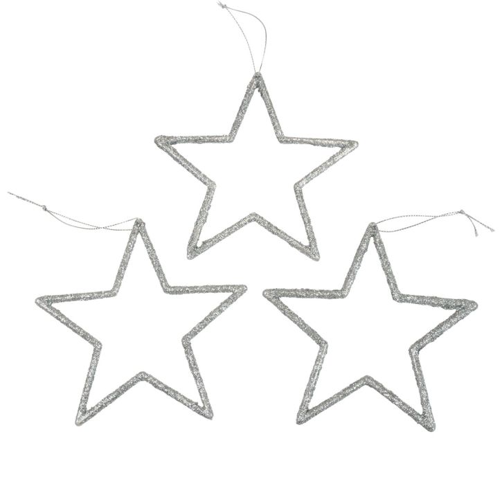 Prodotto Ciondolo stella decorazione natalizia argento glitter 12 cm 12 pezzi