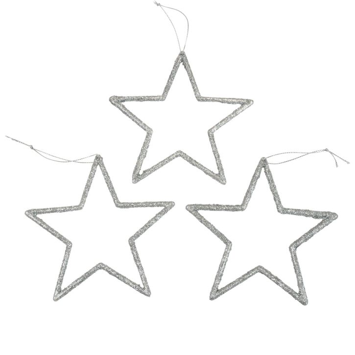 Prodotto Ciondolo stella decorazione natalizia argento glitter 12 cm 12 pz