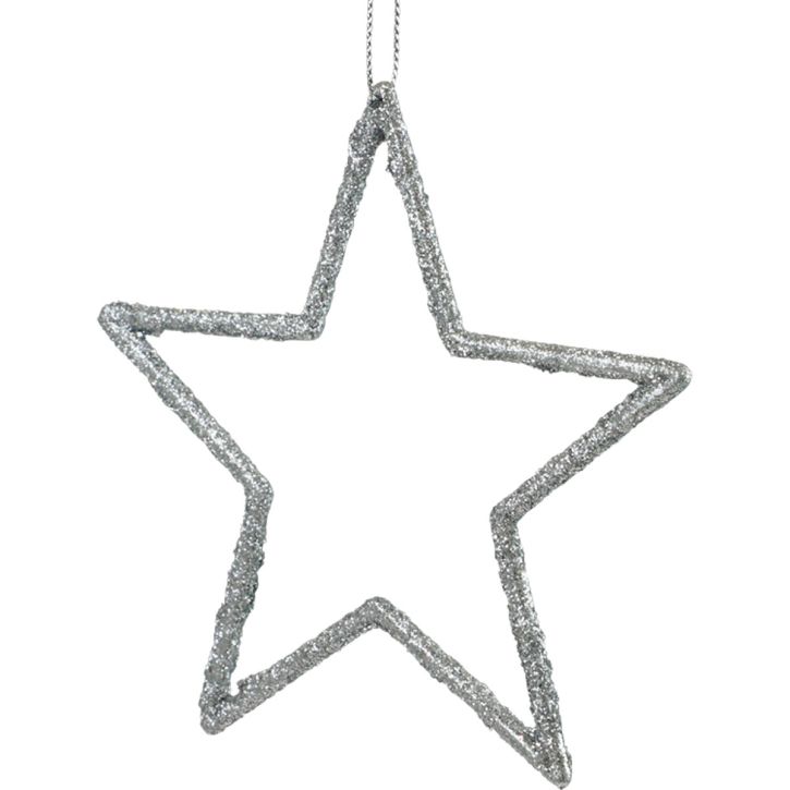 Prodotto Ciondoli a forma di stella per decorazioni natalizie, glitter argento, 12 cm, 12 pezzi, decorazione per albero di Natale, ornamenti per albero di Natale