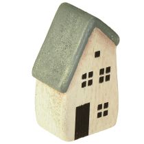 Prodotto Villaggio di Natale casette in legno abeti verdi e bianchi 5-8 cm set da 6
