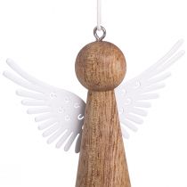 Prodotto Angelo di Natale in legno da appendere bianco naturale 8 cm 6 pz