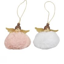 Prodotto Decorazione per albero di Natale Angelo di Natale rosa bianco H8cm 2 pezzi