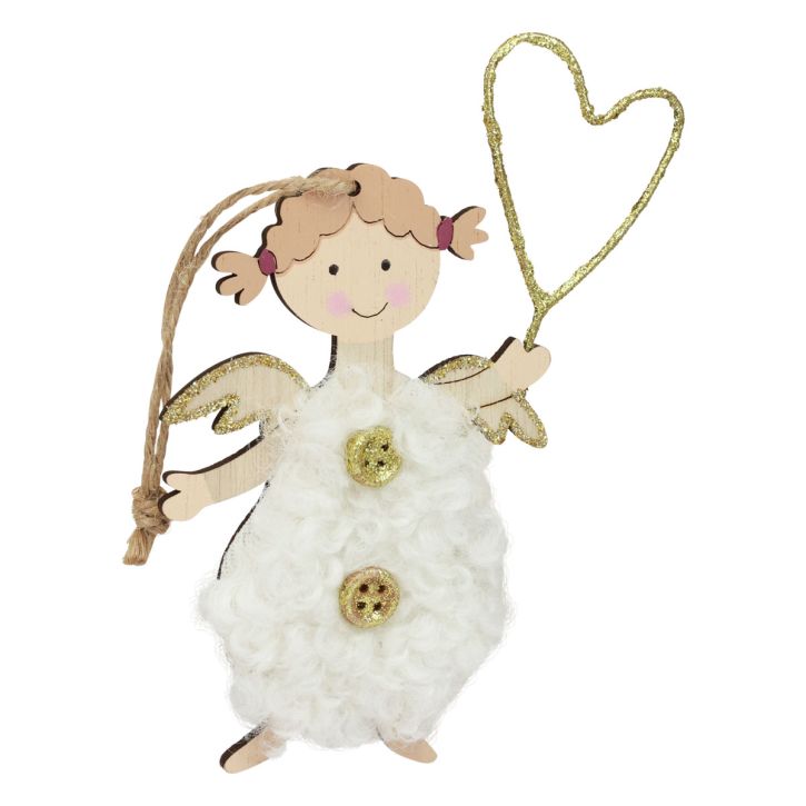 Prodotto Angelo di Natale con cuore Decorazioni per albero di Natale in legno 14,5 cm 8 pz