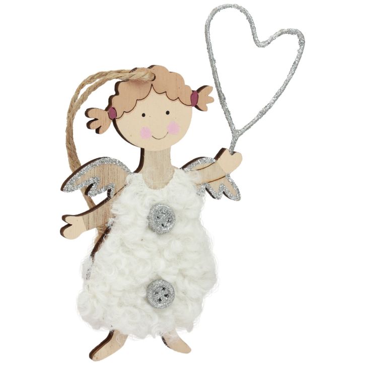 Prodotto Angelo di Natale con cuore Decorazioni per albero di Natale in legno 14,5 cm 8 pz