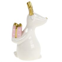 Figura natalizia renna bianca 11 cm, 12 cm 2 pezzi