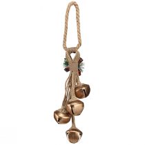 Prodotto Grandi campane di Natale dorate con fiocco e rami di abete, decorazione festiva per porte e stanze, 51 cm