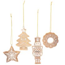 Prodotto Decorazioni natalizie, pan di zenzero, effetto glassa, schiaccianoci, stella, albero, ghirlanda, 6 cm, 4 pezzi