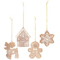 Prodotto Decorazioni natalizie, design torta al miele, renna, omino di pan di zenzero, fiocco di neve, 7 cm, 4 pezzi