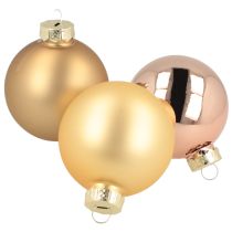 Prodotto Trio di palline di Natale oro e rosa – elegante set da 3 con lucentezza e stile 5 cm 24 pezzi
