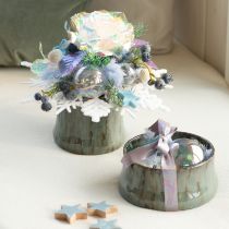 Prodotto Pallina di Natale in vetro trasparente perlato con effetto iridescente e gancio in metallo 5 cm 24 pezzi