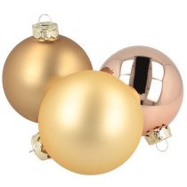 Prodotto Palline di Natale in vetro – opache e lucide in oro, rosa 7,5 cm 12 pezzi
