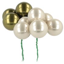 Prodotto Pallina di Natale in vetro a specchio con bacche color oliva argento Ø40mm 32 pezzi